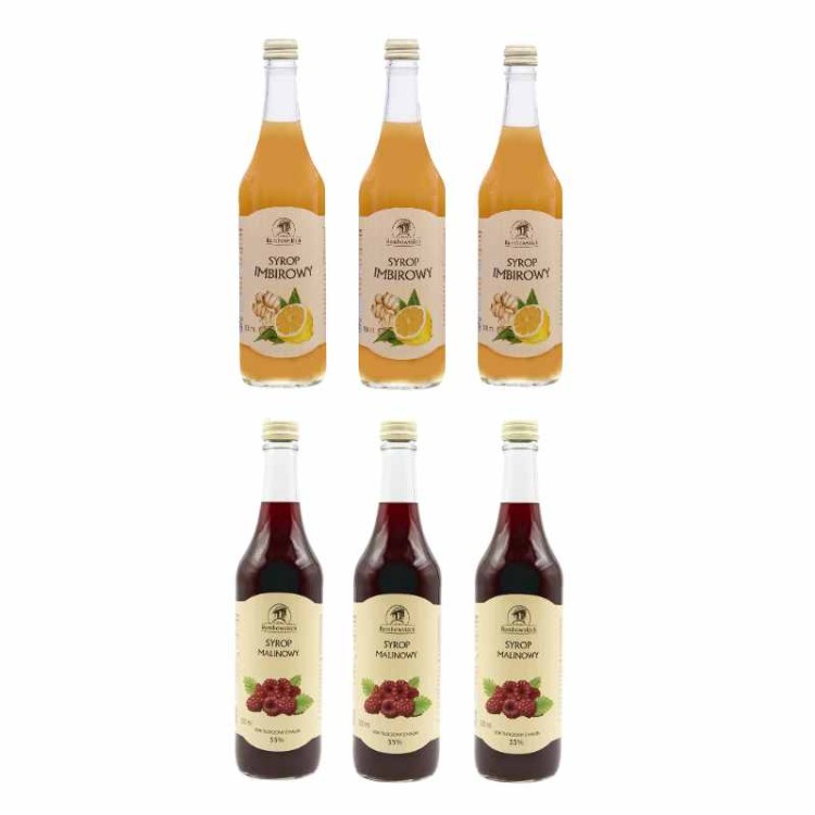 6x Mix Syrop imbirowy Syrop malinowy 500 ml 6x Mix Syrop imbirowy Syrop malinowy 500 ml