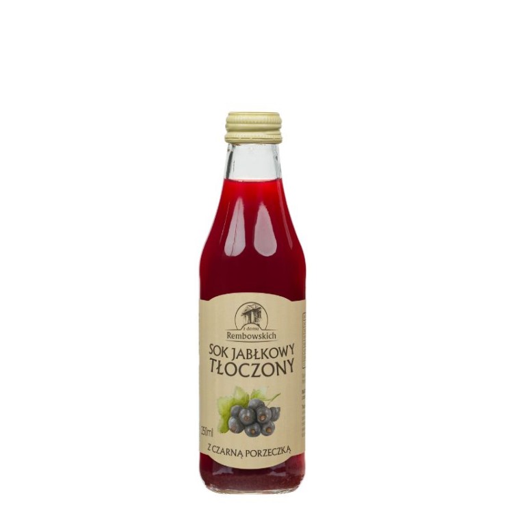 Sok jabłkowy tłoczony z czarną porzeczką 250 ml Sok jabłkowy tłoczony z czarną porzeczką 250 ml