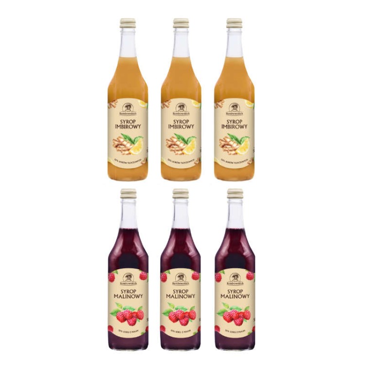 6x Mix Syrop imbirowy Syrop malinowy 500 ml 6x Mix Syrop imbirowy Syrop malinowy 500 ml