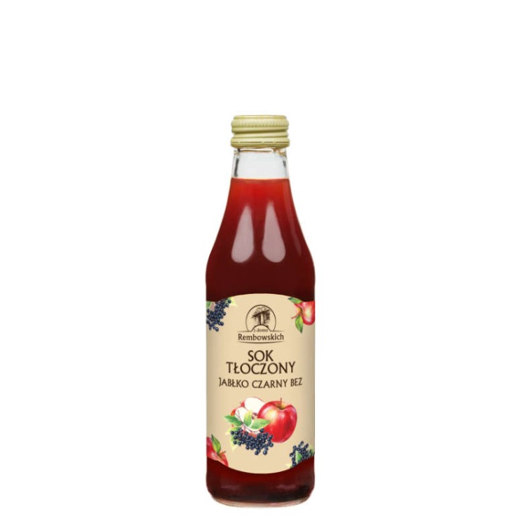 Sok jabłkowy tłoczony z czarnym bzem 250 ml Sok jabłkowy tłoczony z czarnym bzem 250 ml